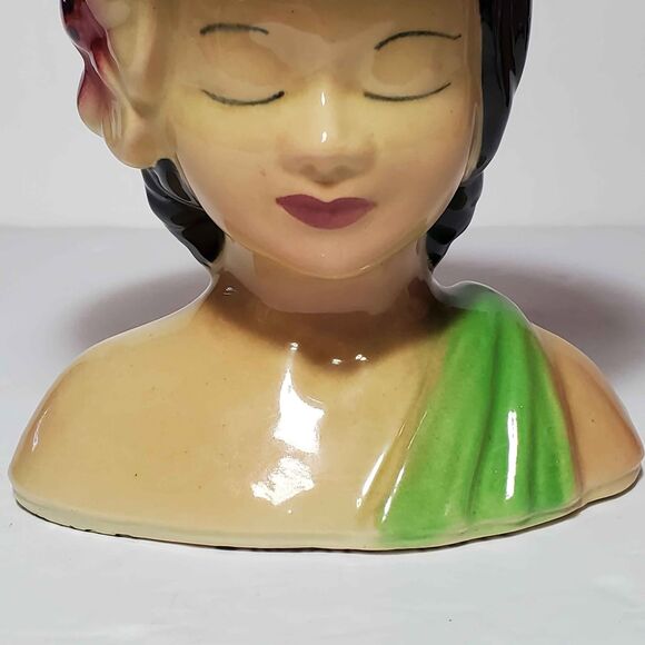 Shawnee Lady Head Vase Planter Polynesian Vintage - Picture 10 of 10